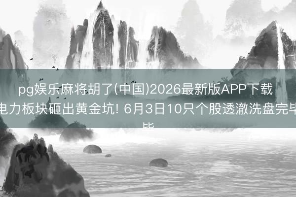 pg娱乐麻将胡了(中国)2026最新版APP下载 电力板块砸出黄金坑! 6月3日10只个股透澈洗盘完毕
