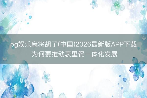 pg娱乐麻将胡了(中国)2026最新版APP下载 为何要推动表里贸一体化发展