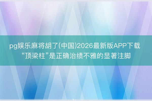 pg娱乐麻将胡了(中国)2026最新版APP下载 “顶梁柱”是正确治绩不雅的显著注脚