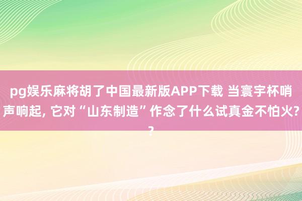 pg娱乐麻将胡了中国最新版APP下载 当寰宇杯哨声响起， 它对“山东制造”作念了什么试真金不怕火?