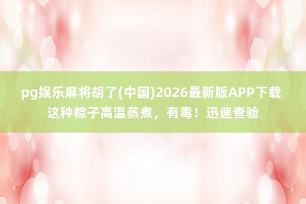 pg娱乐麻将胡了(中国)2026最新版APP下载 这种粽子高温蒸煮，有毒！迅速查验